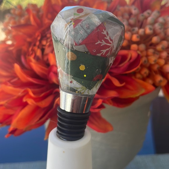 XMAS Handmade Festive Holiday Diamond Top Wine Stop Multi - Picture 5 of 13